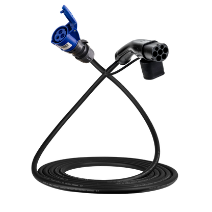 Adapter kabel type 2 (strona stacji ładowania) do 3-biegunowego gniazda 16A niebieskiego CEE