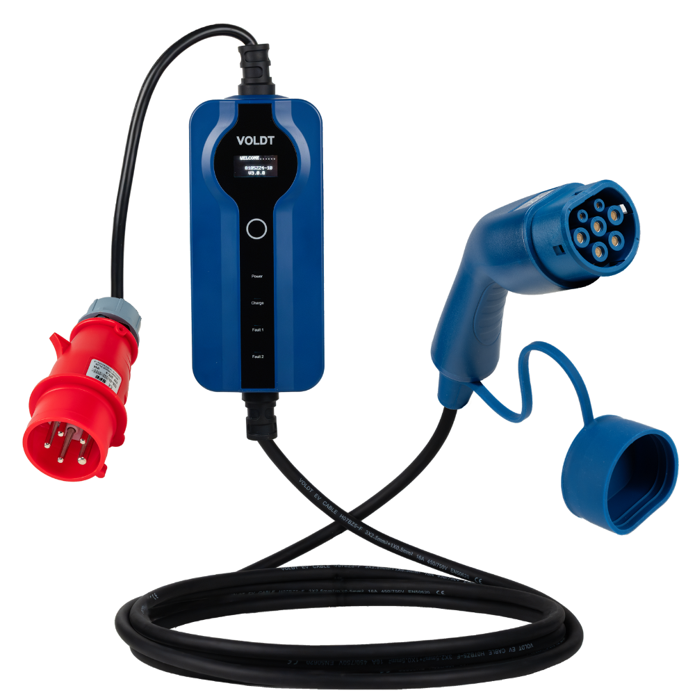 Type 2 - 16A czerwone gniazdo CEE | 3 fazy | Regulowany 8A - 16A | 11kW kabel do ładowania