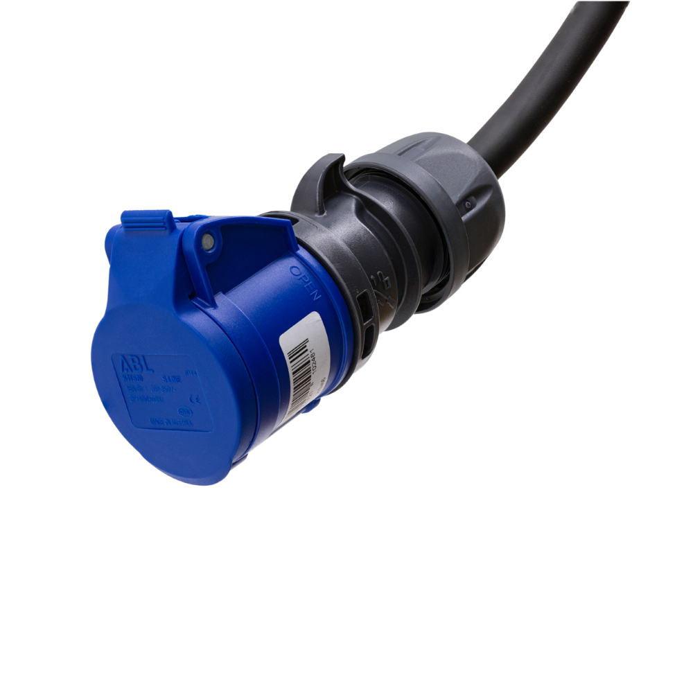 Adapter kabel type 2 (strona stacji ładowania) do 3-biegunowego gniazda 16A niebieskiego CEE