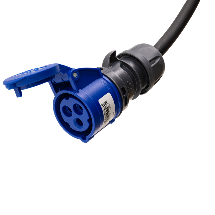 Adapter kabel type 2 (strona stacji ładowania) do 3-biegunowego gniazda 16A niebieskiego CEE