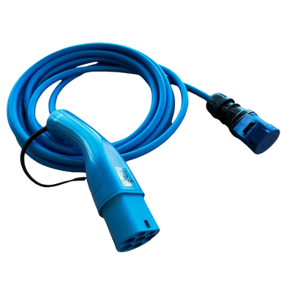 Adapter kabel type 2 (strona stacji ładowania) do 3-biegunowego niebieskiego gniazda 32A CEE