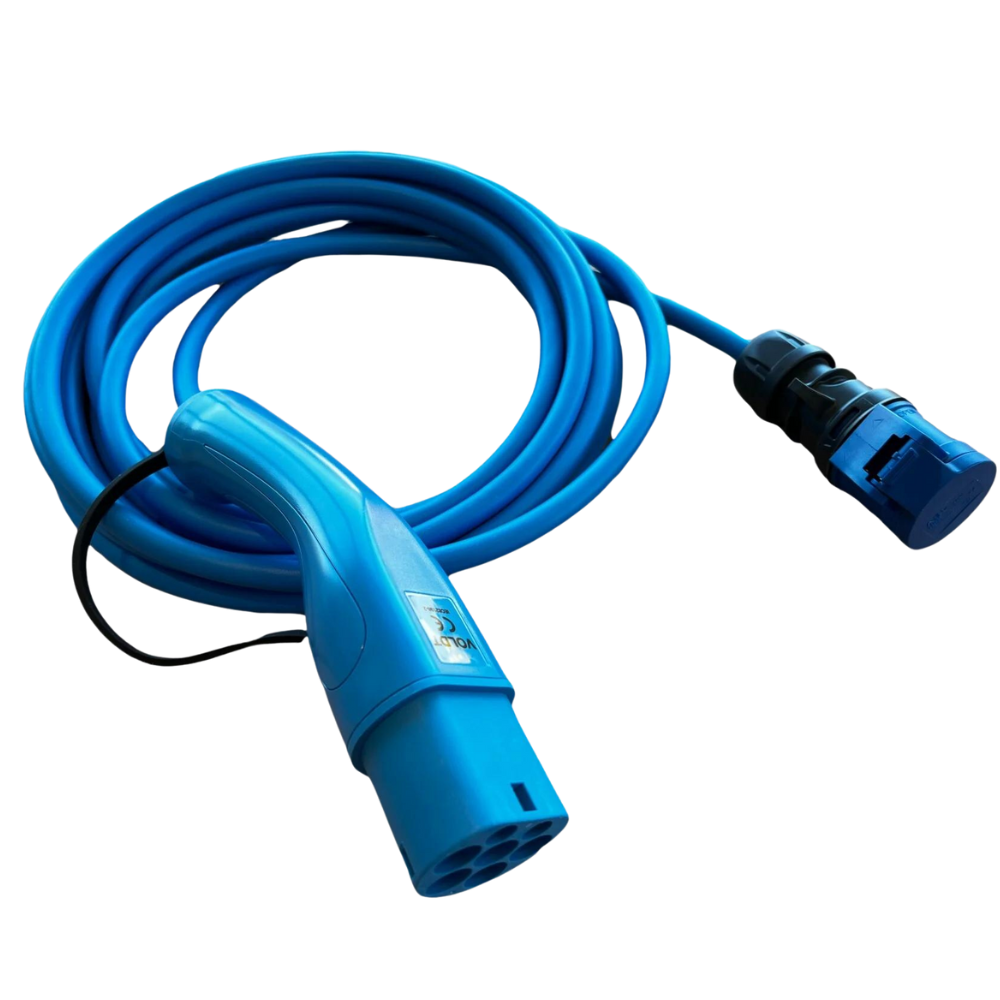 Adapter kabel type 2 (strona stacji ładowania) do 3-biegunowego niebieskiego gniazda 32A CEE