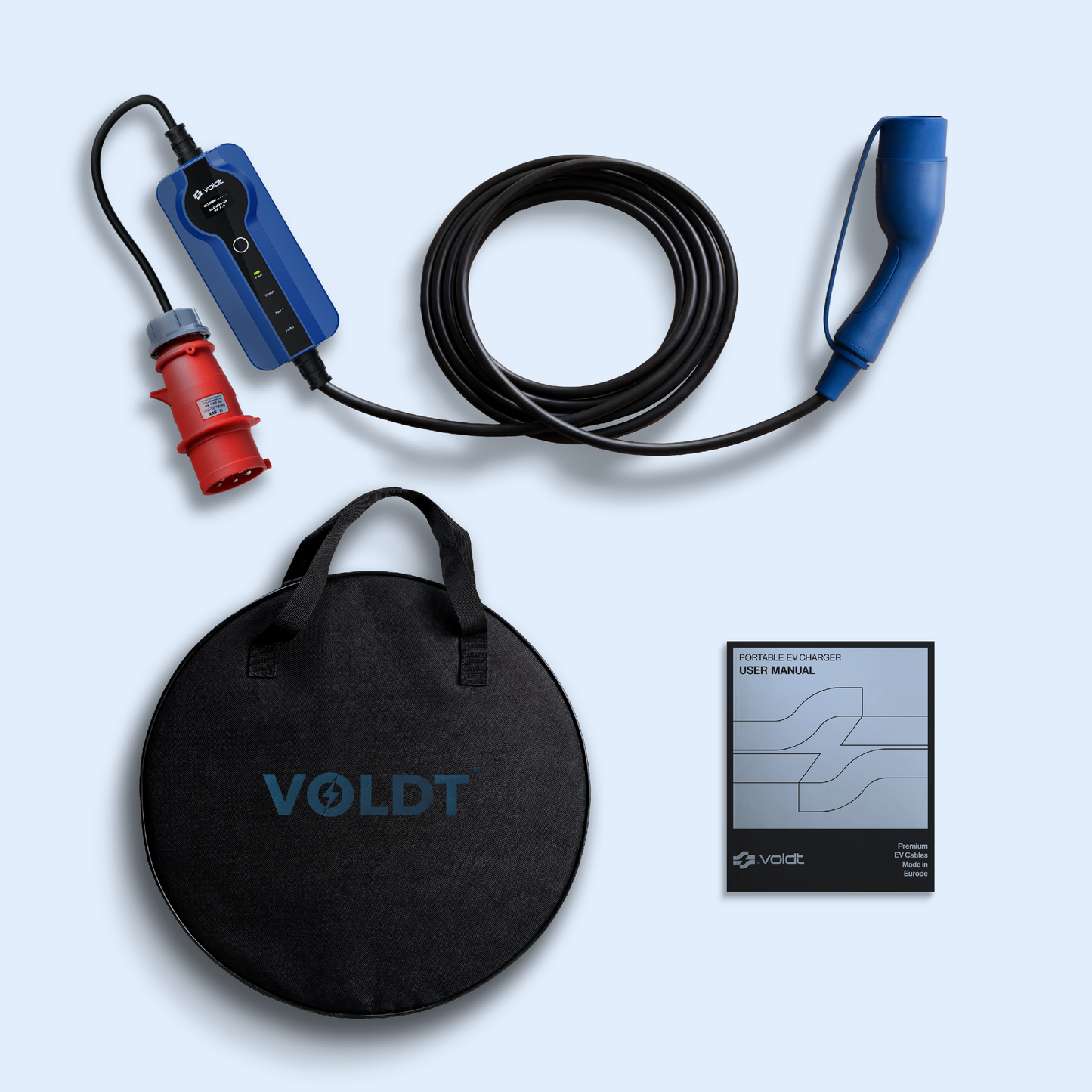 Type 2 - 32A czerwone gniazdo CEE | 3 fazy | Regulowany 8A - 32A | 22kW kabel do ładowania