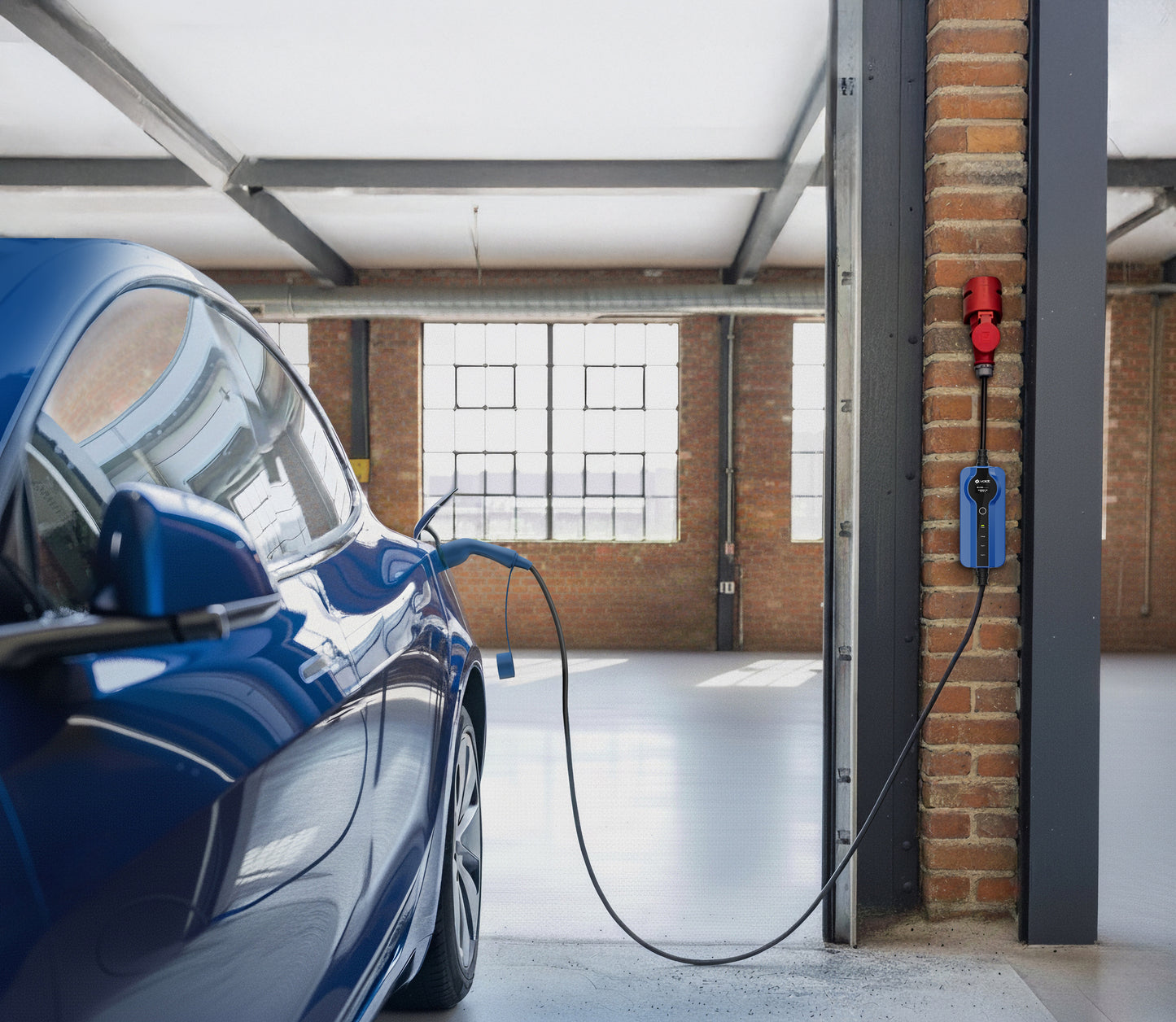 Type 2 - 32A czerwone gniazdo CEE | 3 fazy | Regulowany 8A - 32A | 22kW kabel do ładowania