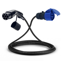 Adapter kabel type 2 (strona stacji ładowania) do 3-biegunowego gniazda 16A niebieskiego CEE