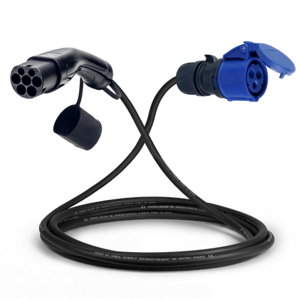 Adapter kabel type 2 (strona stacji ładowania) do 3-biegunowego gniazda 16A niebieskiego CEE