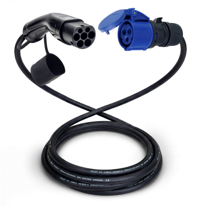 Adapter kabel type 2 (strona stacji ładowania) do 3-biegunowego niebieskiego gniazda 32A CEE